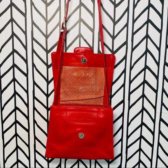 Kenneth Cole Red Genuine Leather Crossbody Saddle Bag - Picture 9 of 16